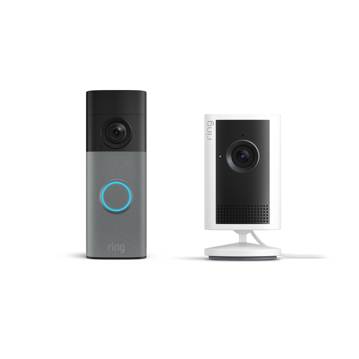Grau gesprenkelt:Battery Video Doorbell (neueste Gen.) + Indoor Camera Plus (Weiß)