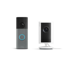 Grau gesprenkelt:Battery Video Doorbell (neueste Gen.) + Indoor Camera Plus (Weiß)
