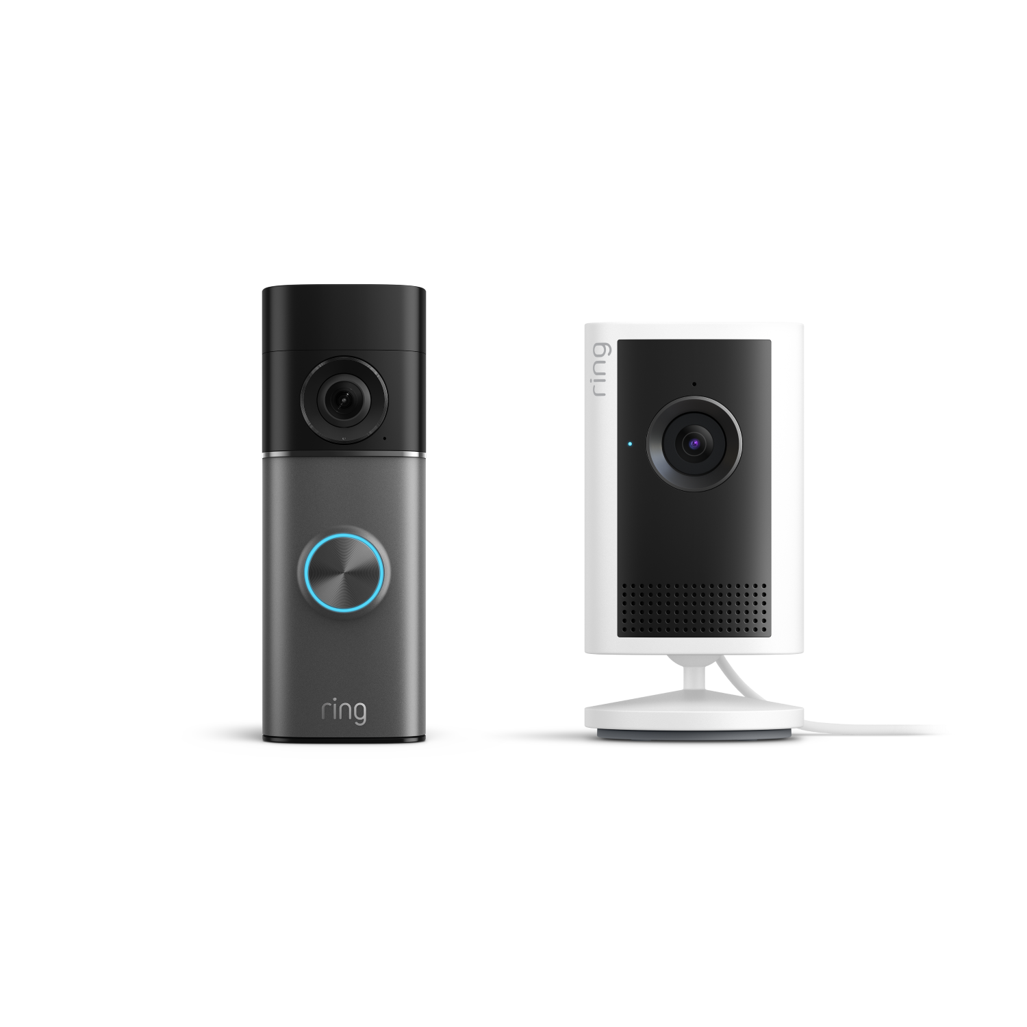 Dunkelsilber:Battery Video Doorbell Pro (neueste Generation) + Weiß:Indoor Cam Plus 