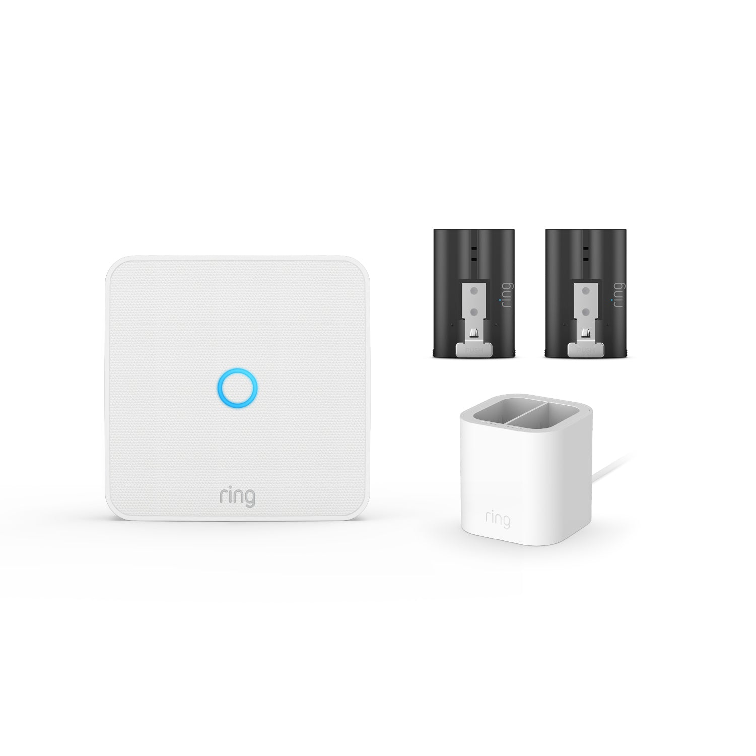 Weiß:Ring Intercom Video + Schnellwechsel-Akkupack + Ladestation