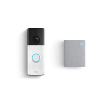 Weiß gesprenkelt:Akku-Videotürklingel (2. Generation) + Chime (3. Generation)
