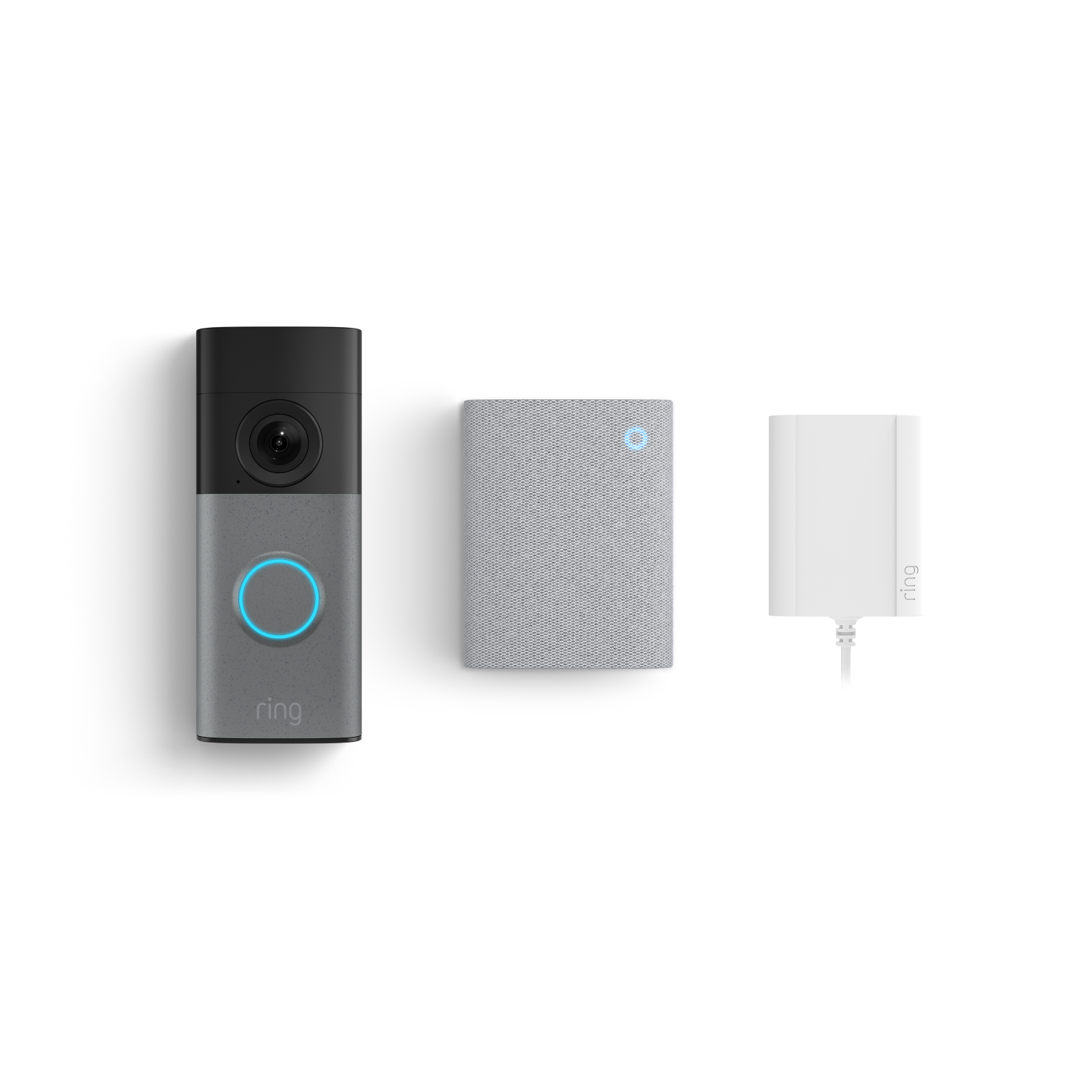 Grau gesprenkelt:Wired Video Doorbell (2. Generation) mit Netzteil + Chime (3. Generation)