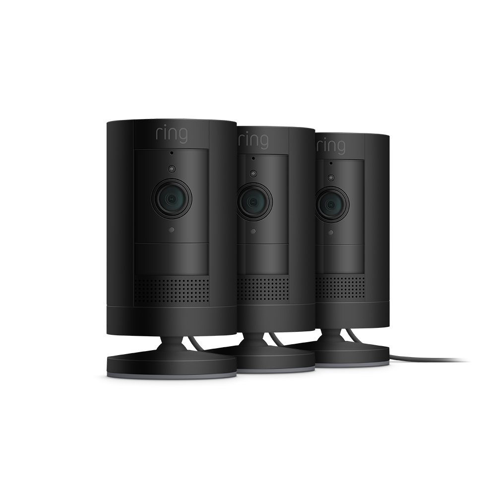 Schwarz:3er-Set Außenkamera Netzstecker | Stick Up Cam Plug-In