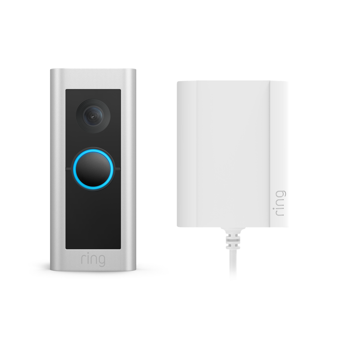 Nickel matt:Videotürklingel Pro Kabel mit Netzteil (Bisher: Video Doorbell Pro 2 + Plug-In Adapter)