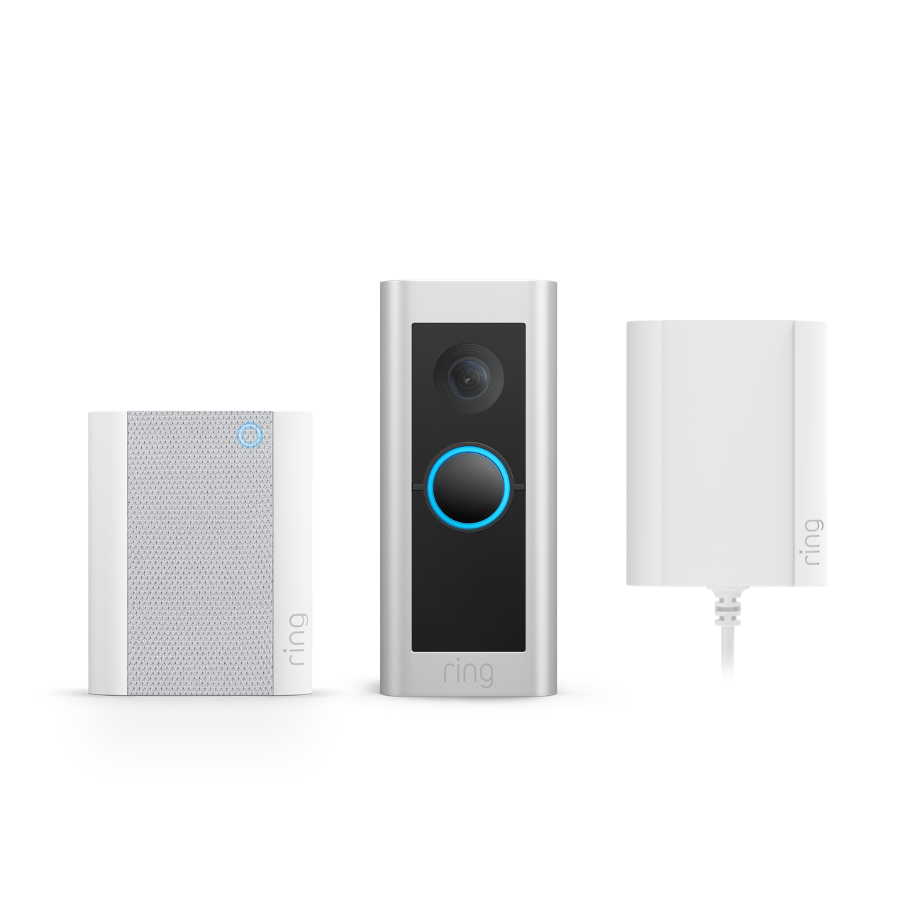 Nickel matt:Videotürklingel Pro Kabel mit Netzteil + Chime (Bisher: Video Doorbell Pro 2 + Plug-In Adapter + Chime)