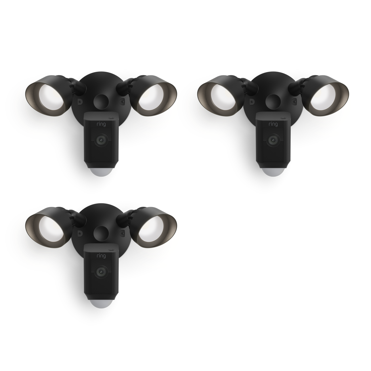Schwarz:3-Pack Floodlight Cam Wired Plus