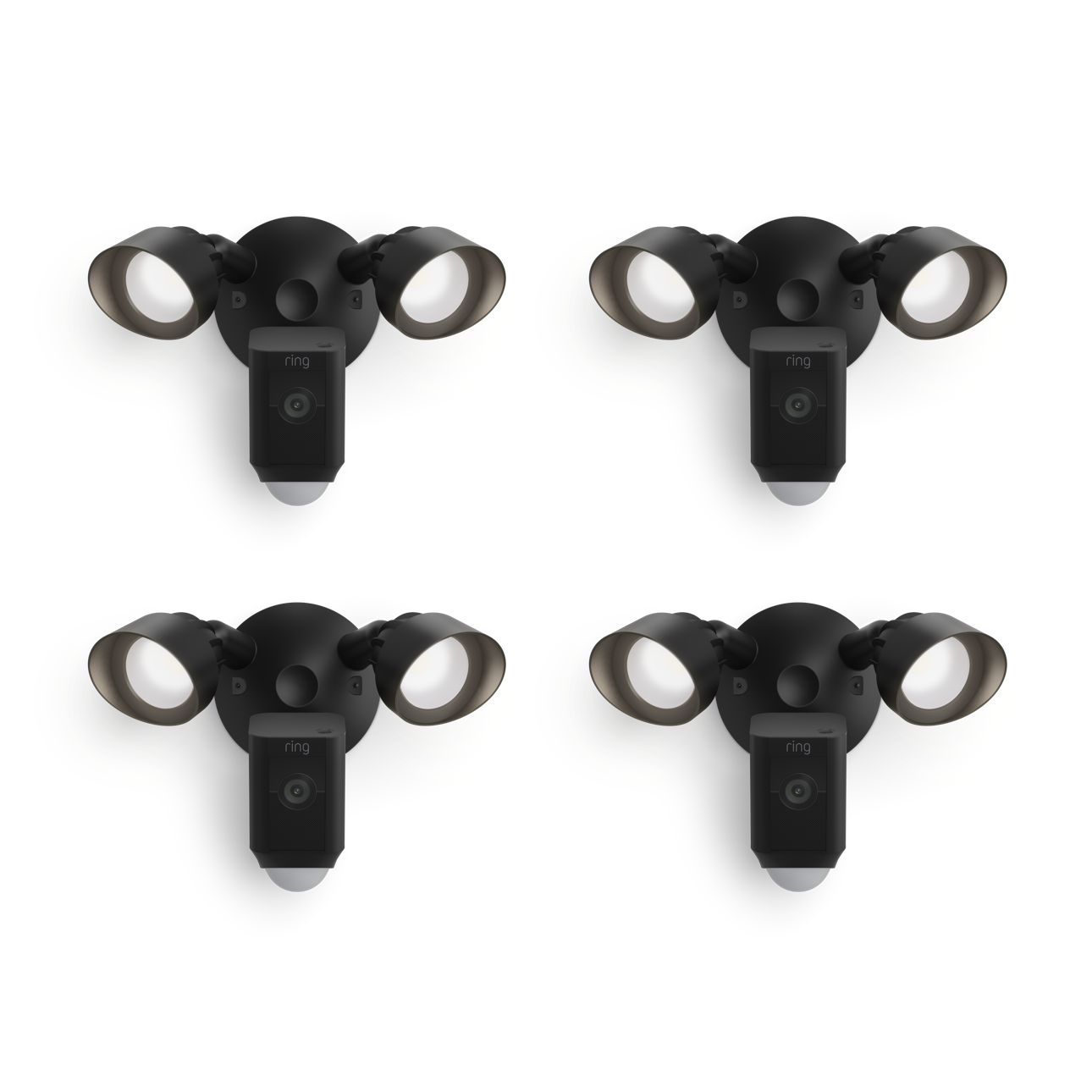 Schwarz:4-Pack Floodlight Cam Wired Plus