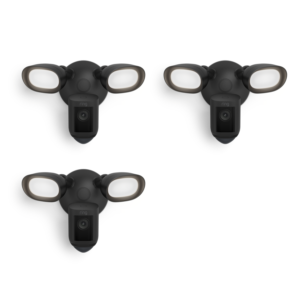 Schwarz:3-Pack Floodlight Cam Wired Pro