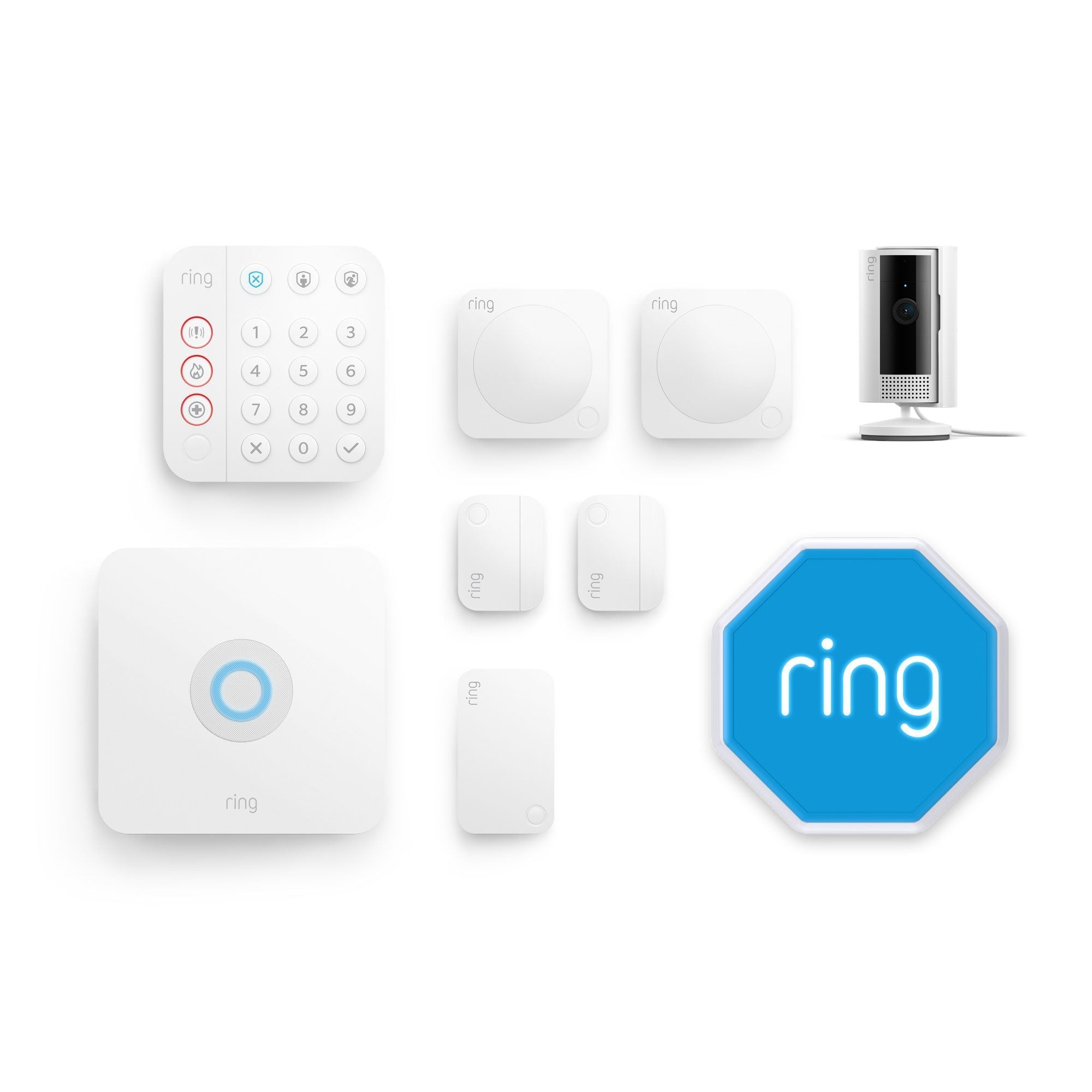Weiß:Alarm + Innenkamera 2. Gen. + Sirene im Paket - M