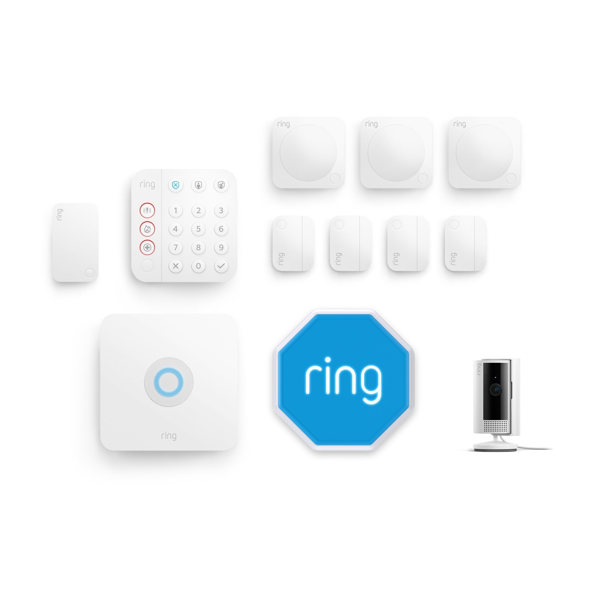 Weiß:Alarm + Innenkamera 2. Gen. + Sirene im Paket - L