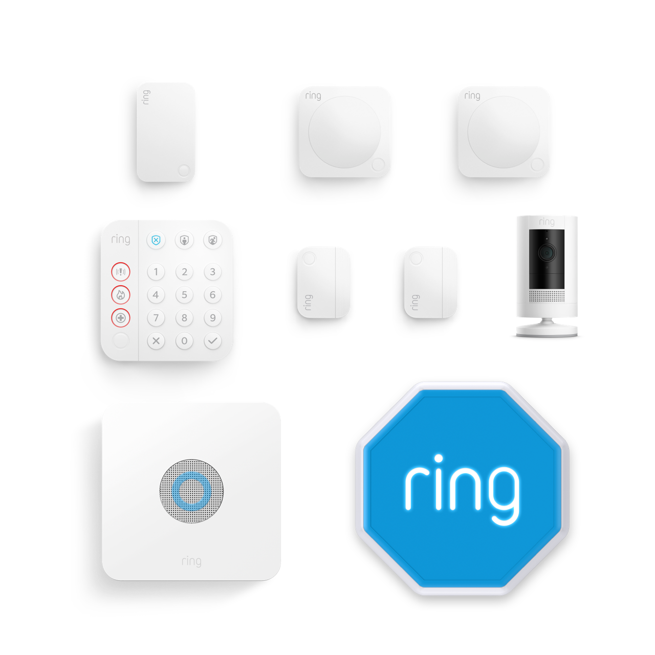 Weiß:Alarm + Außenkamera + Sirene im Paket - M