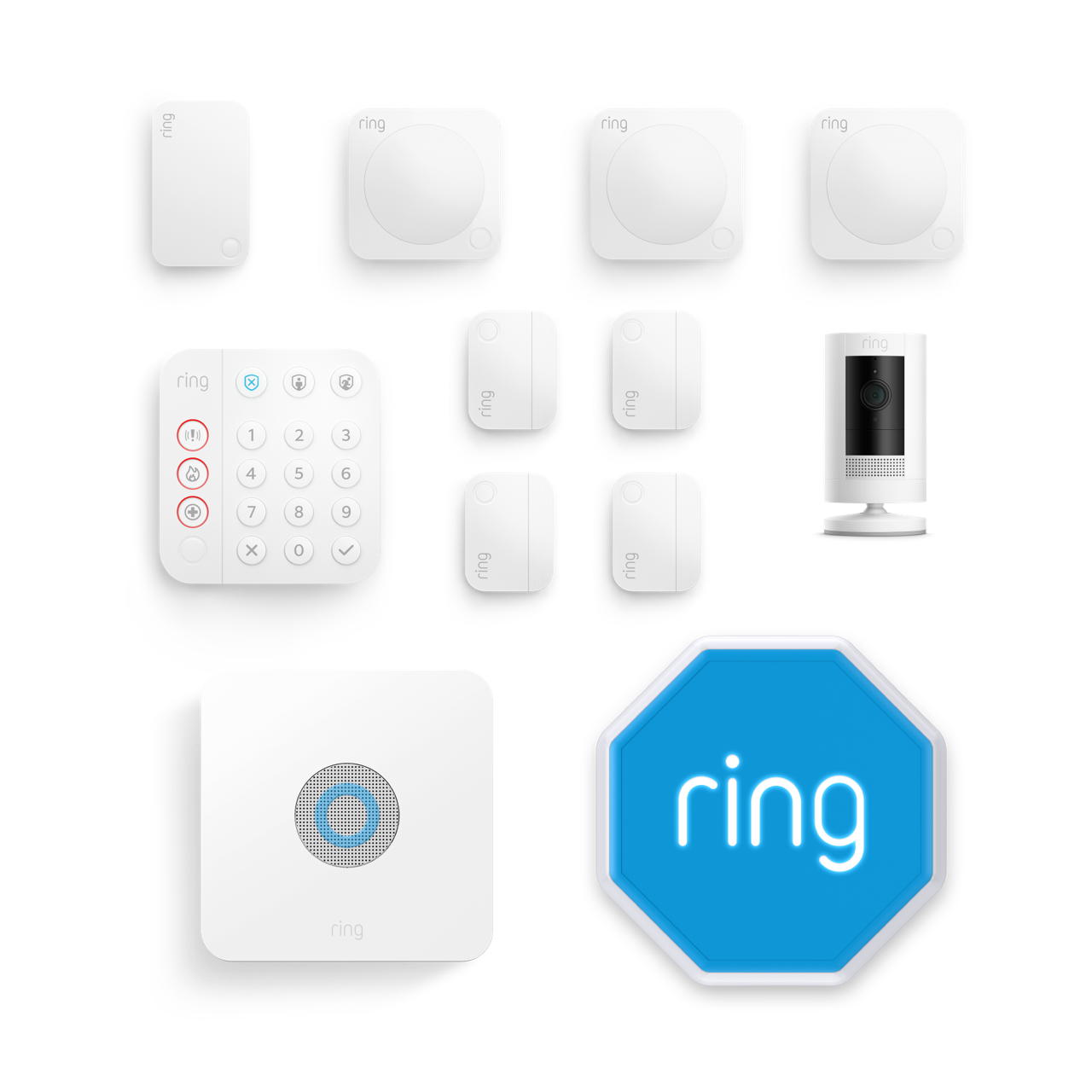 Weiß:Alarm + Außenkamera + Sirene im Paket - L