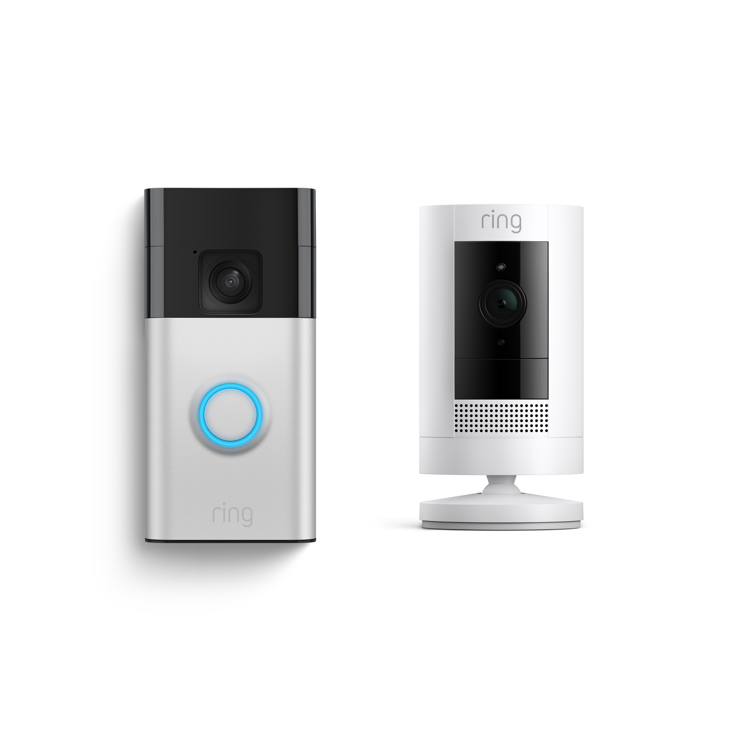 Nickel matt:Akku-Videotürklingel + Außenkamera Akku (Battery Video Doorbell + Stick Up Cam)