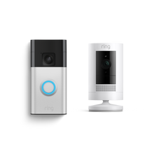 Nickel matt:Akku-Videotürklingel + Außenkamera Akku (Battery Video Doorbell + Stick Up Cam)