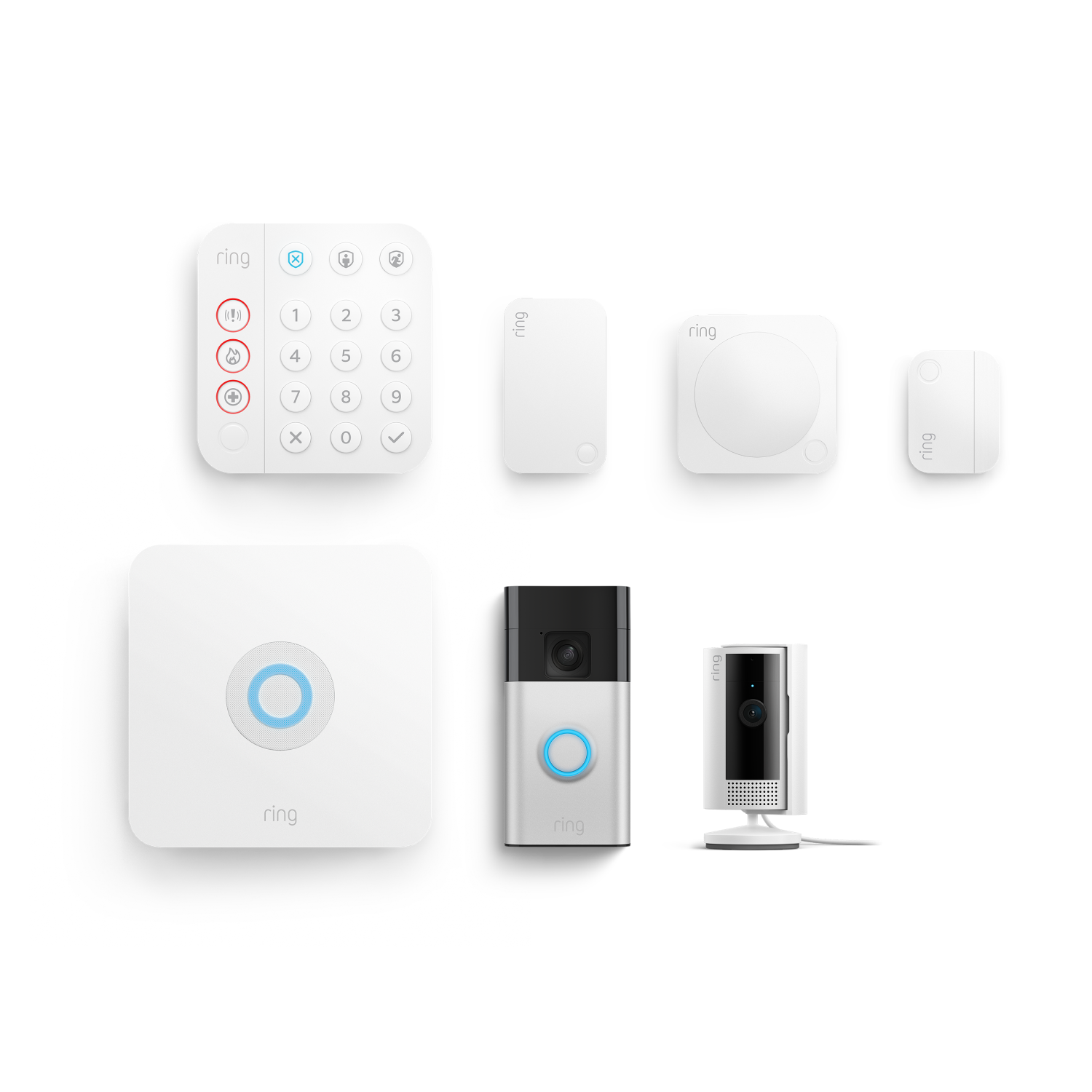 Weiß:Alarm-Set + Innenkamera 2. Gen + Akku-Videotürklingel - S