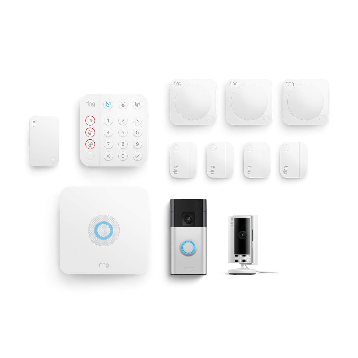 Weiß:Alarm-Set + Innenkamera 2. Gen + Akku-Videotürklingel im Paket - L